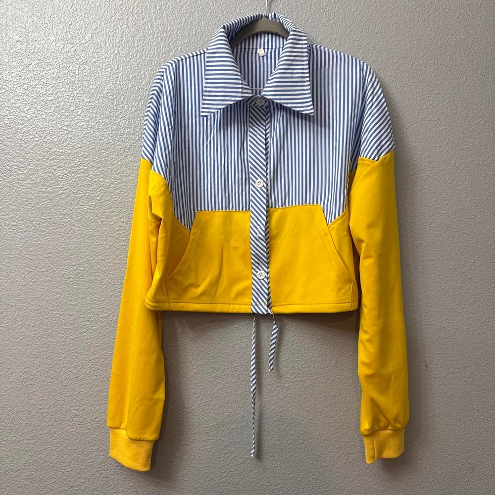 Women's colorblock cropped jacket - Picture 2 of 7